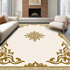 Gilded Floral Greek Key Border Rug