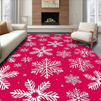 Winter Snowflake Pattern Red Rug