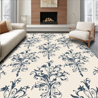 Ornate Floral Cream Navy Pattern Rug