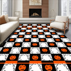 Spooky Pumpkin Chessboard Pattern Rug