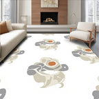 Abstract Ivory Orange Gray Pattern Rug