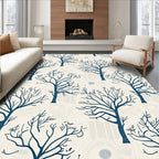 Dark Blue Winter Tree Pattern Rug