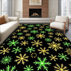 Golden Green Snowflake Scatter Rug