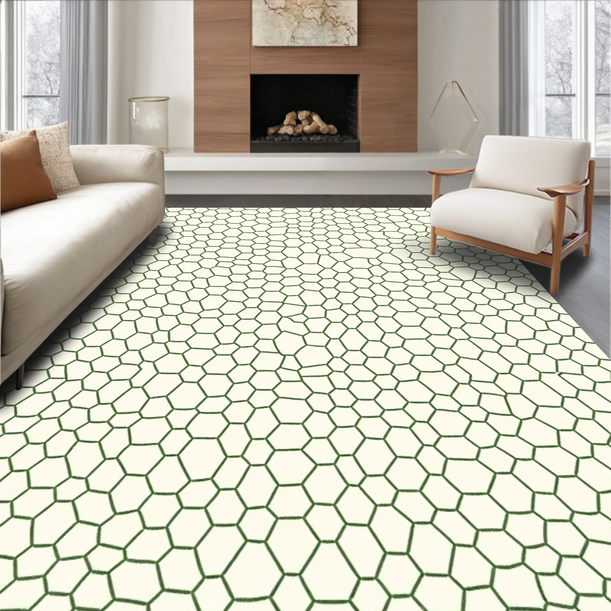 Organic Hexagonal Patterned Design Rug