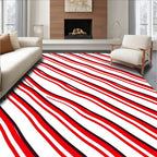 Red Black Wavy Stripe Design Rug