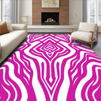 Vibrant Pink Abstract Zebra Stripe Pattern Rug