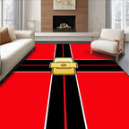 Bold Red Black Gold Plaid Rug