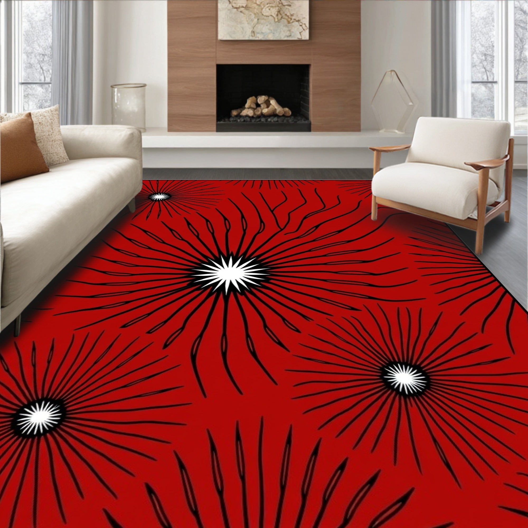 Radiant Sunburst Line Art Rug