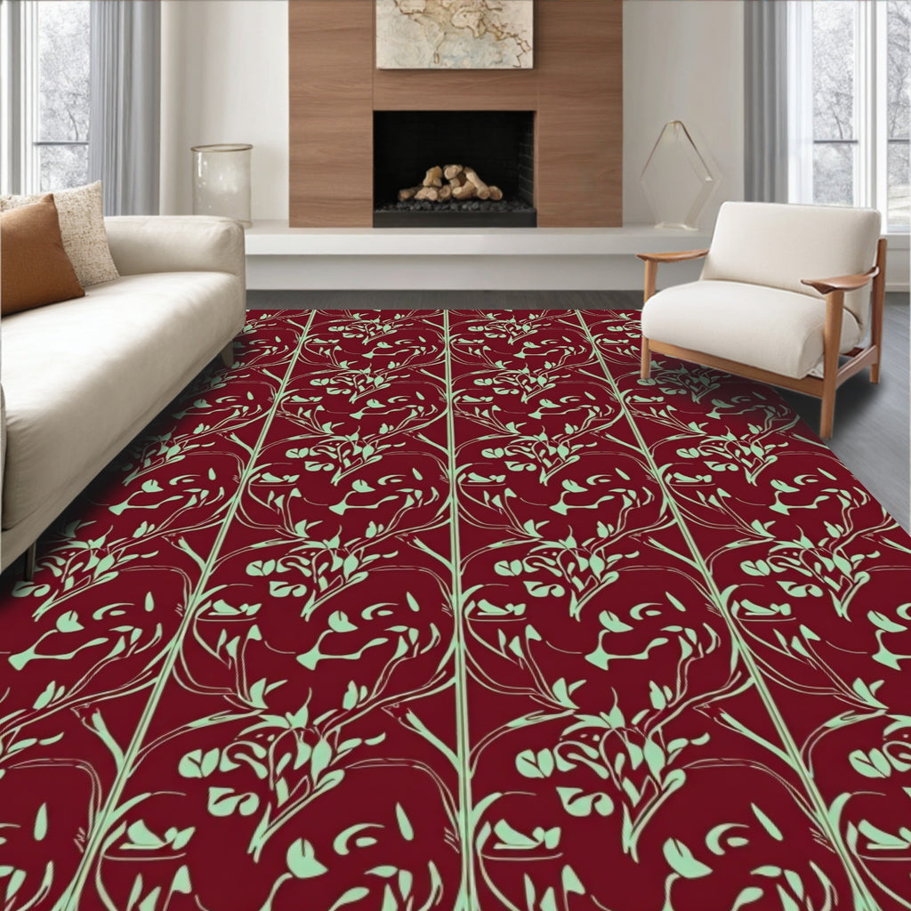 Art Nouveau Floral Vine Pattern Rug