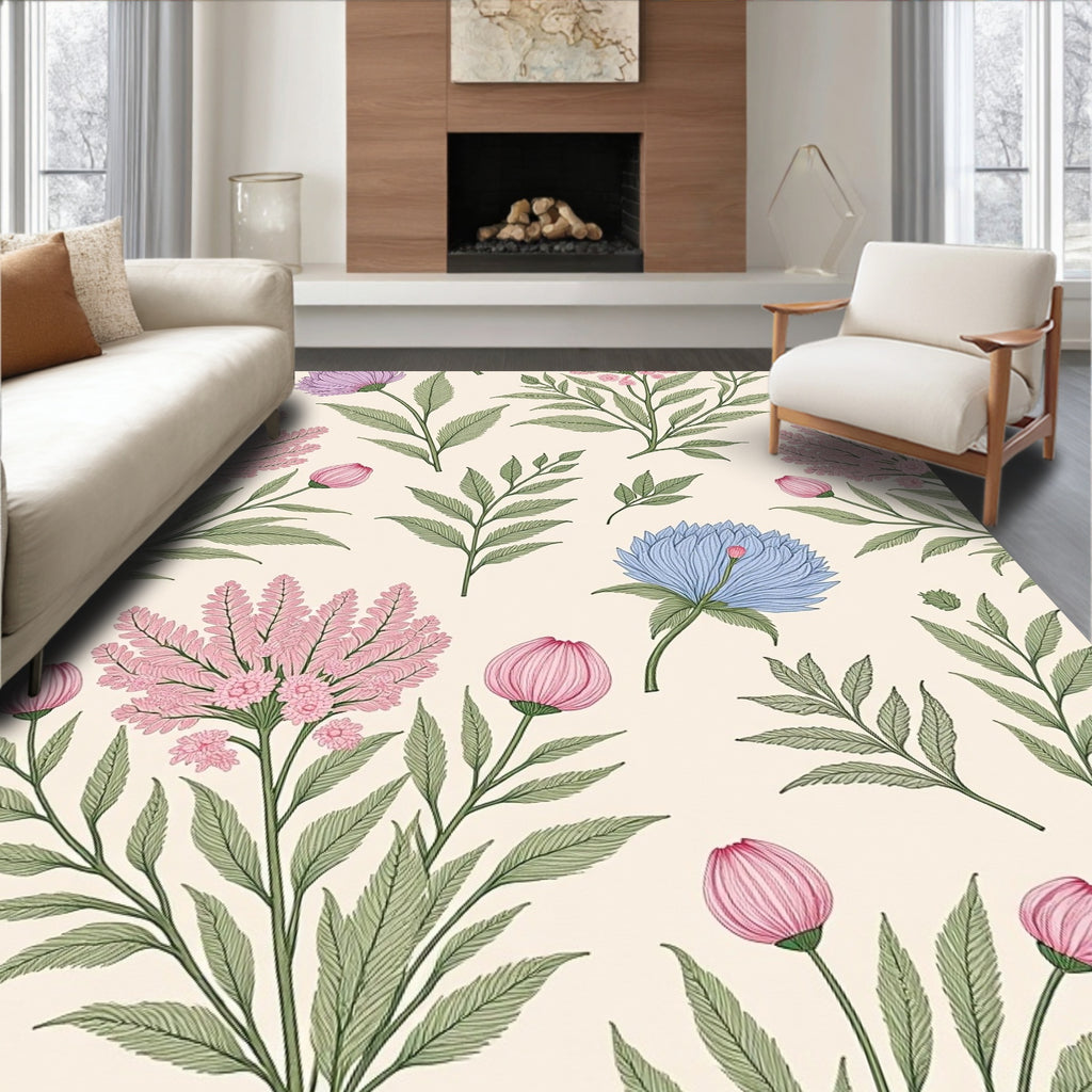 Floral Botanical Style Pattern Rug
