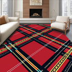 Red Yellow And Black Plaid Pattern Rug