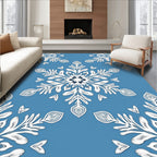 Serene Blue White Mandala Snowflake Rug