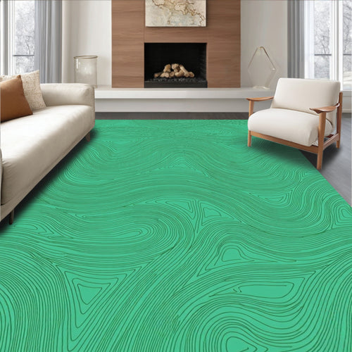 Abstract Contour Lines Green Design Rug