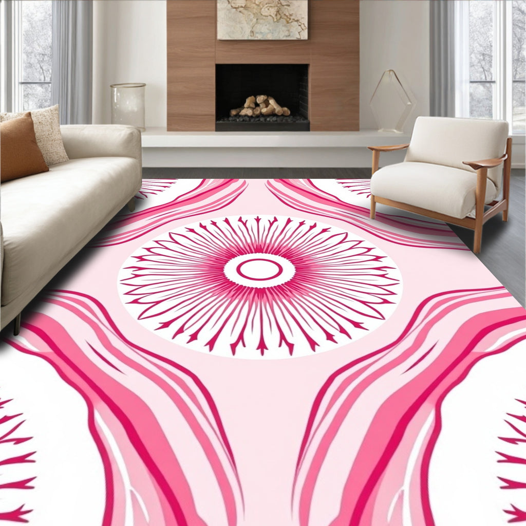 Radiant Pink Floral Pattern Rug