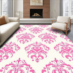 Elegant Pink Damask Pattern Rug