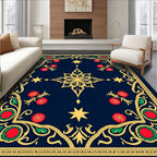 Ornate Midnight Blue Floral Star Rug