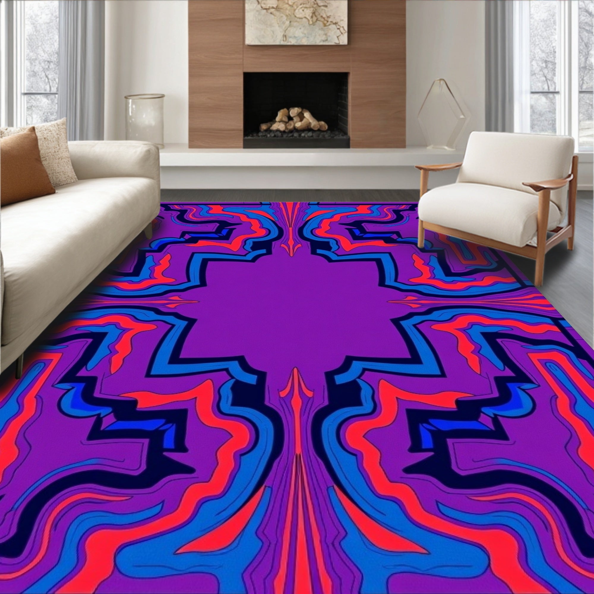 Psychedelic Wavy Abstract Pattern Rug