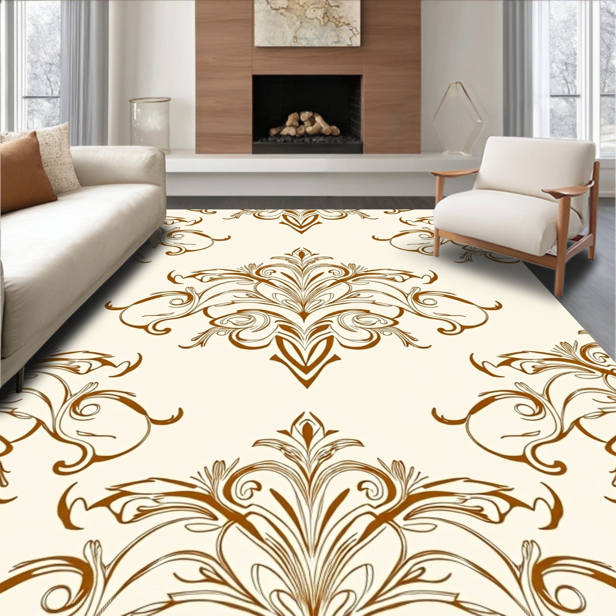 Classic Floral Swirls Ornament Pattern Rug