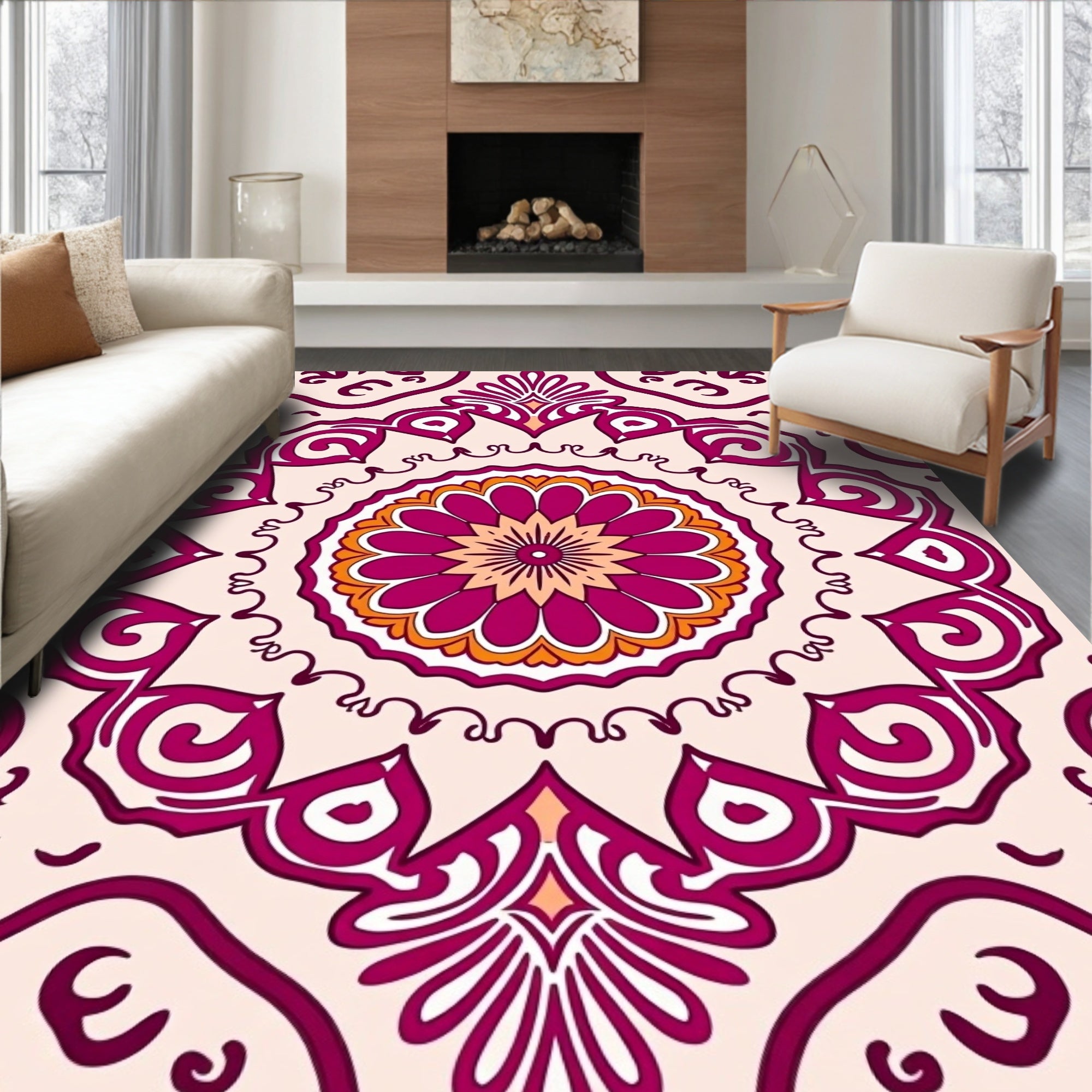 Mandala Inspired Floral Pattern Rug