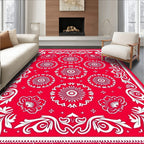 Red Floral Pattern with White Accents Rug
