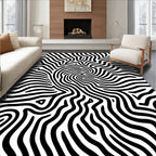 Monochrome Organic Wavy Pattern Rug