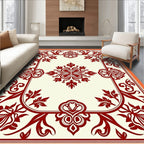 Classic Red Floral Medallion Pattern Rug