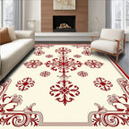 Traditional Red Cream Damask Rug