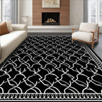 Bold Interlocking White Chain Rug