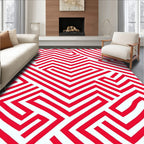 Bold Red Geometric Maze Rug