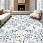 Blue Scroll Floral Classic Pattern Rug