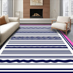Navy White Striped Wave Pattern Rug