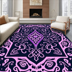 Intricate Floral Pink Violet Outline Rug