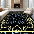 Abstract Wavy Border Art Rug