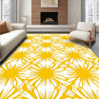 Bold Yellow Floral Pattern Design Rug