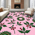 Festive Holly Berry Pattern Design Rug