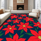 Bold Red Floral Pattern Design Rug