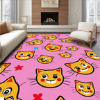 Cute Orange Cat Faces Pattern Rug