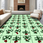 Evergreen Branches With Berries Pattern Rug