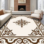 Traditional Brown Floral Scroll Rug