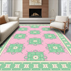 Floral Medallion Patterned Soft Pink Rug