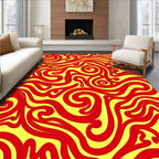 Vibrant Red Yellow Swirls Pattern Rug
