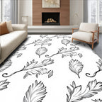 Elegant Feather Leaf Pattern Rug
