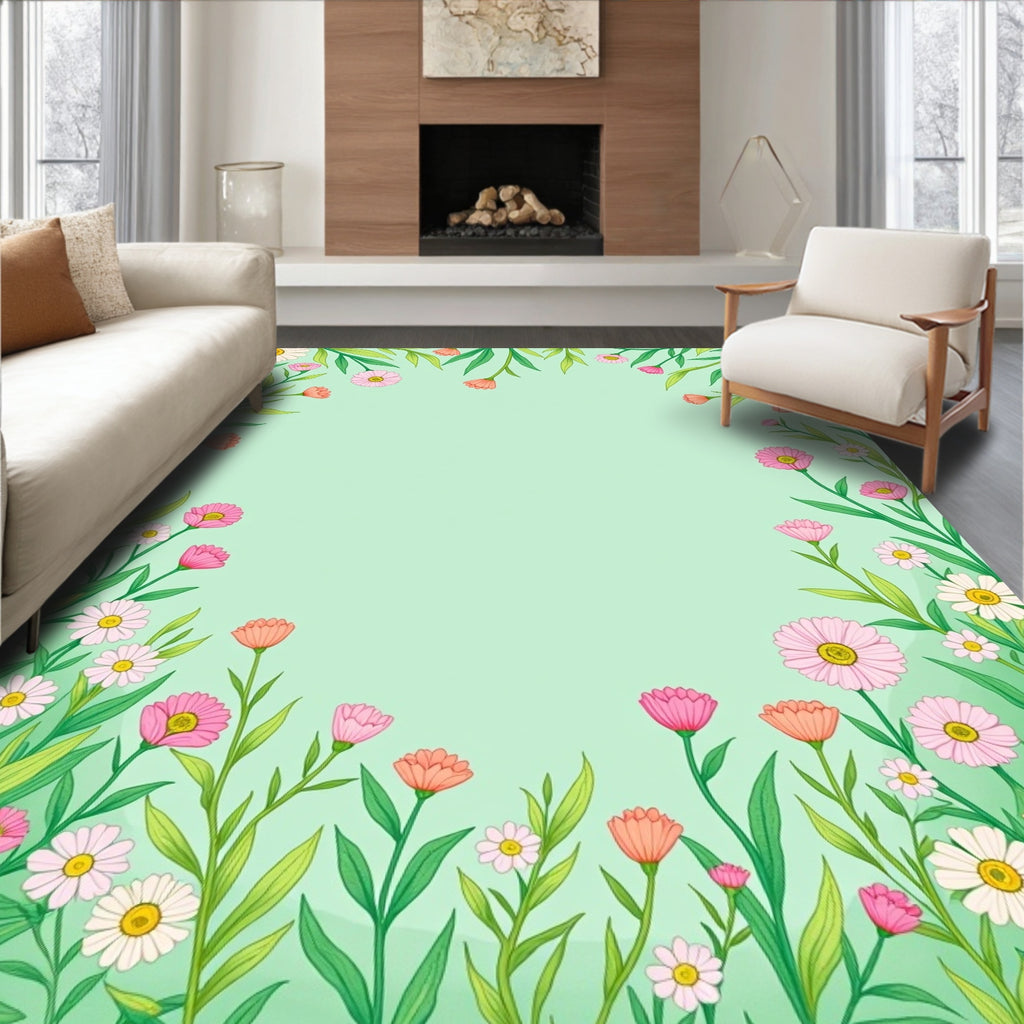 Whimsical Floral Garden Design Rug
