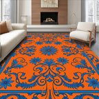 Vibrant Floral Scrollwork Accent Rug
