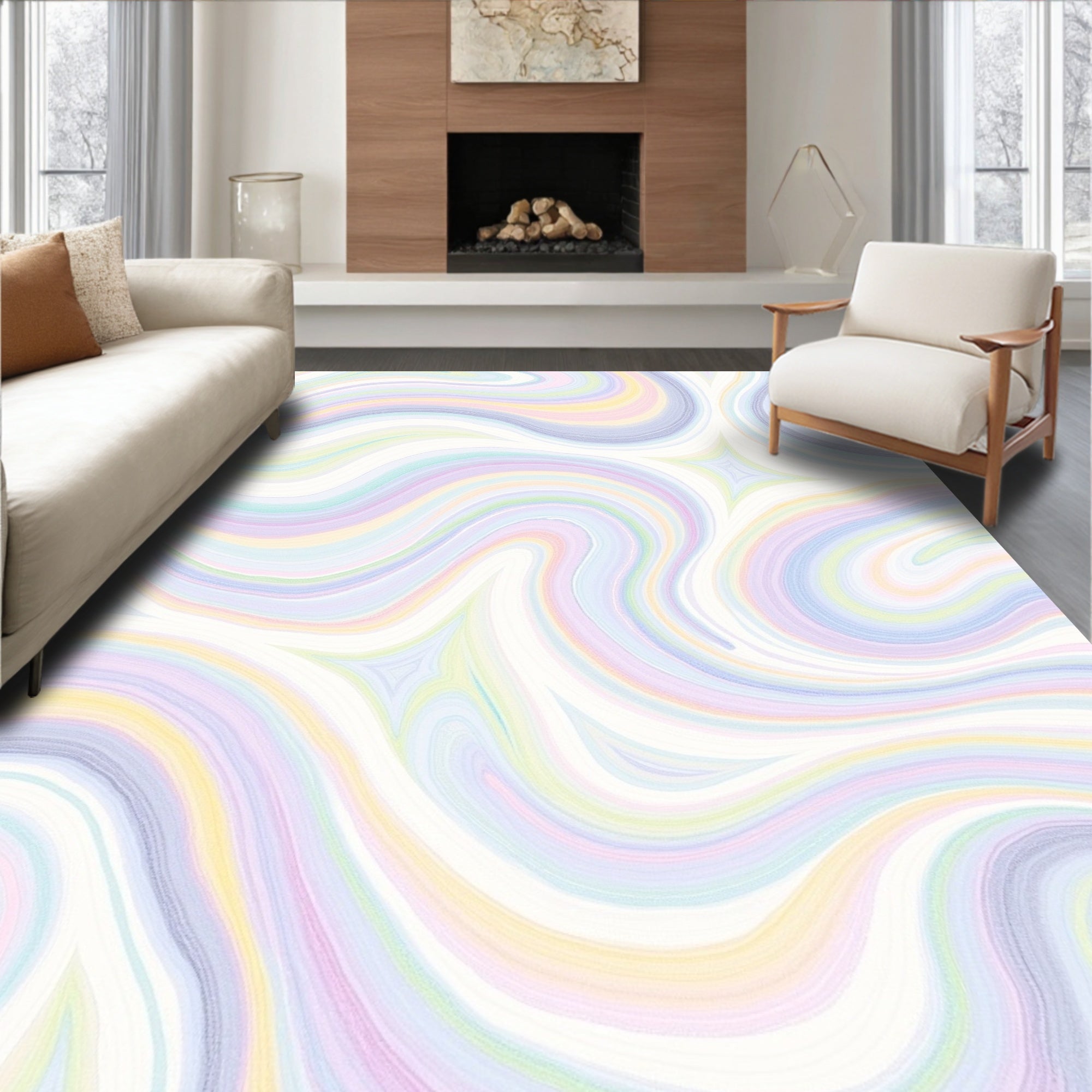 Pastel Wavy Swirl Rug