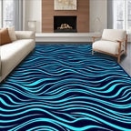 Aqua Wave Patterned Striking Rug