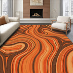 Orange Brown Swirling Waves Rug
