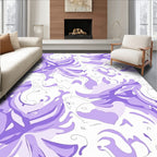 Abstract Lavender Swirl Floral Design Rug