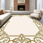 Golden Swirling Ornate Border Design Rug