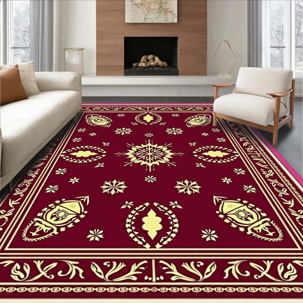 Regal Floral Medallion Border Design Rug